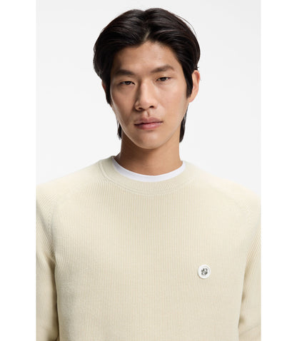 Boss Cotton Sweater With Double B Monogram White