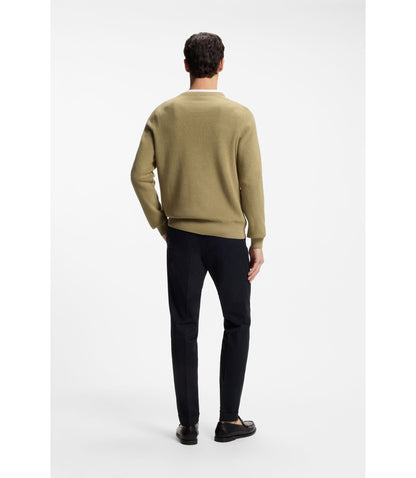 Boss Cotton Sweater With Double B Monogram Khaki