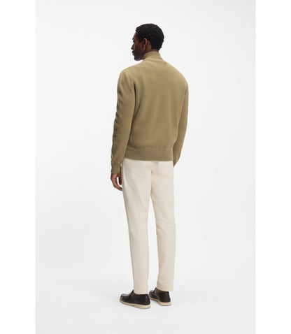 Boss Quilted Front Jacket In Knitted Wool Khaki