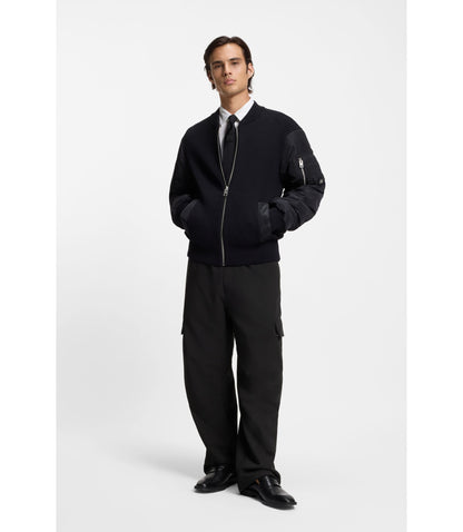 Hugo Relaxed Fit Trousers With Cargo Pockets Black