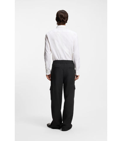 Hugo Relaxed Fit Trousers With Cargo Pockets Black