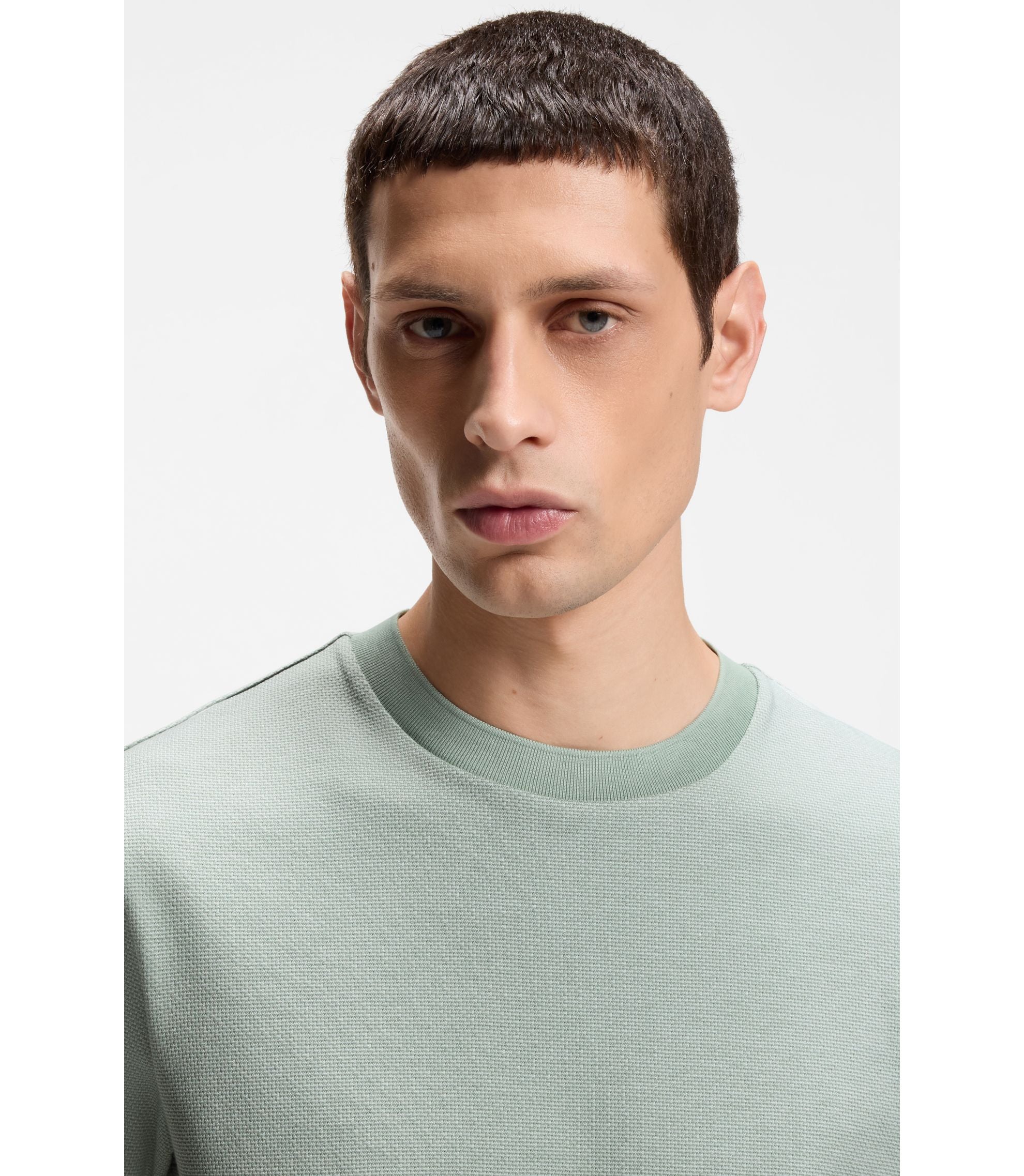 Boss Bubble Structure T Shirt In Cotton Light Green