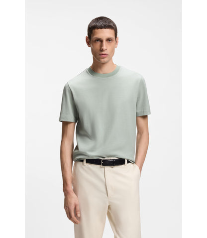 Boss Bubble Structure T Shirt In Cotton Light Green
