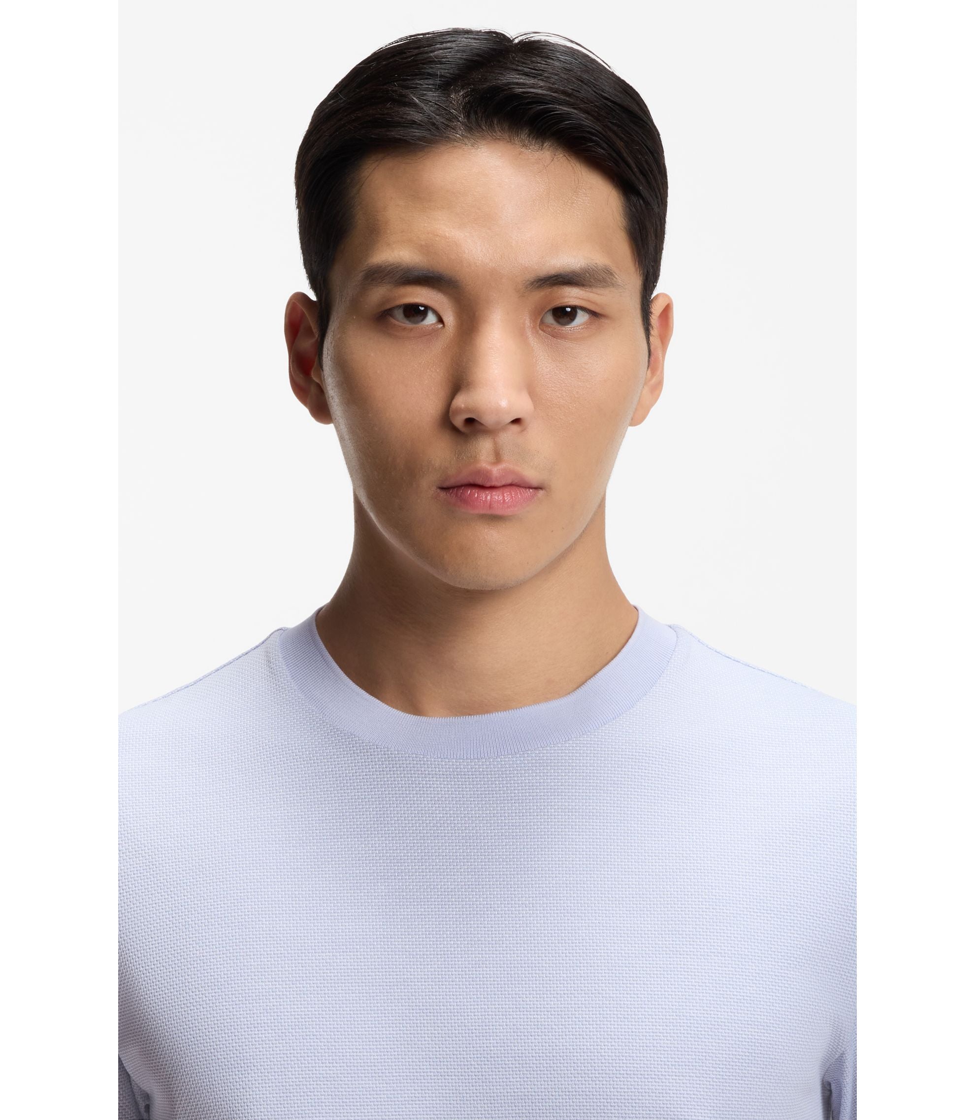 Boss Bubble Structure T Shirt In Cotton Light Purple