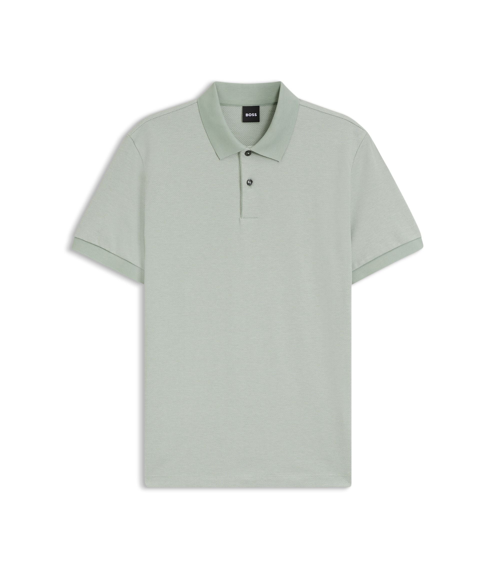 Boss Bubble Structure Polo Shirt In Cotton Light Green