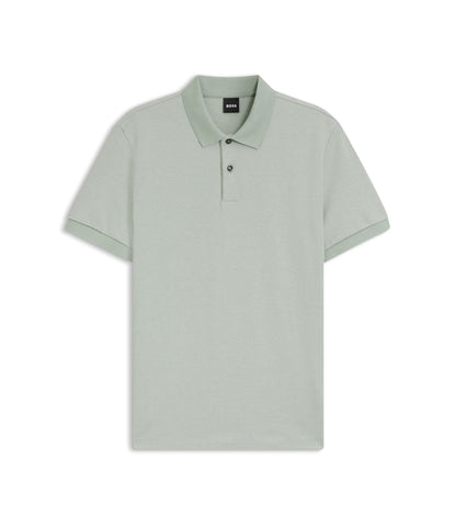 Boss Bubble Structure Polo Shirt In Cotton Light Green
