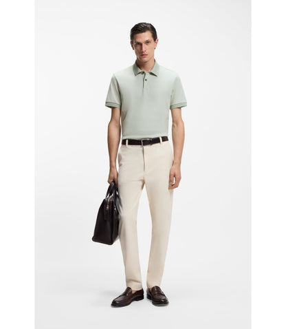 Boss Bubble Structure Polo Shirt In Cotton Light Green