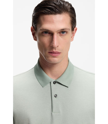 Boss Bubble Structure Polo Shirt In Cotton Light Green
