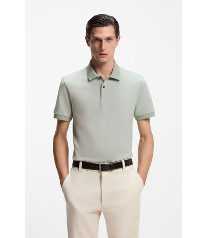 Boss Bubble Structure Polo Shirt In Cotton Light Green