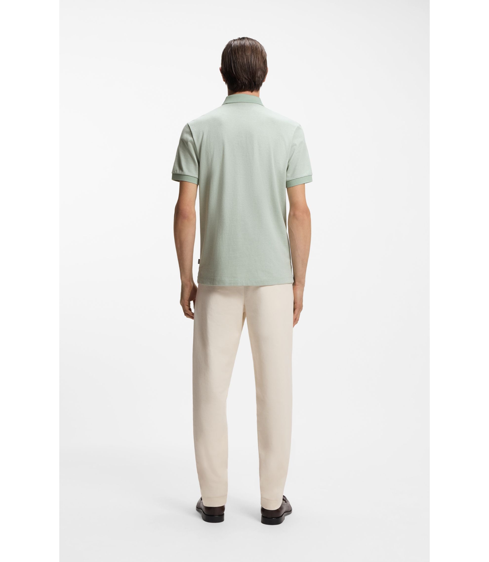 Boss Bubble Structure Polo Shirt In Cotton Light Green