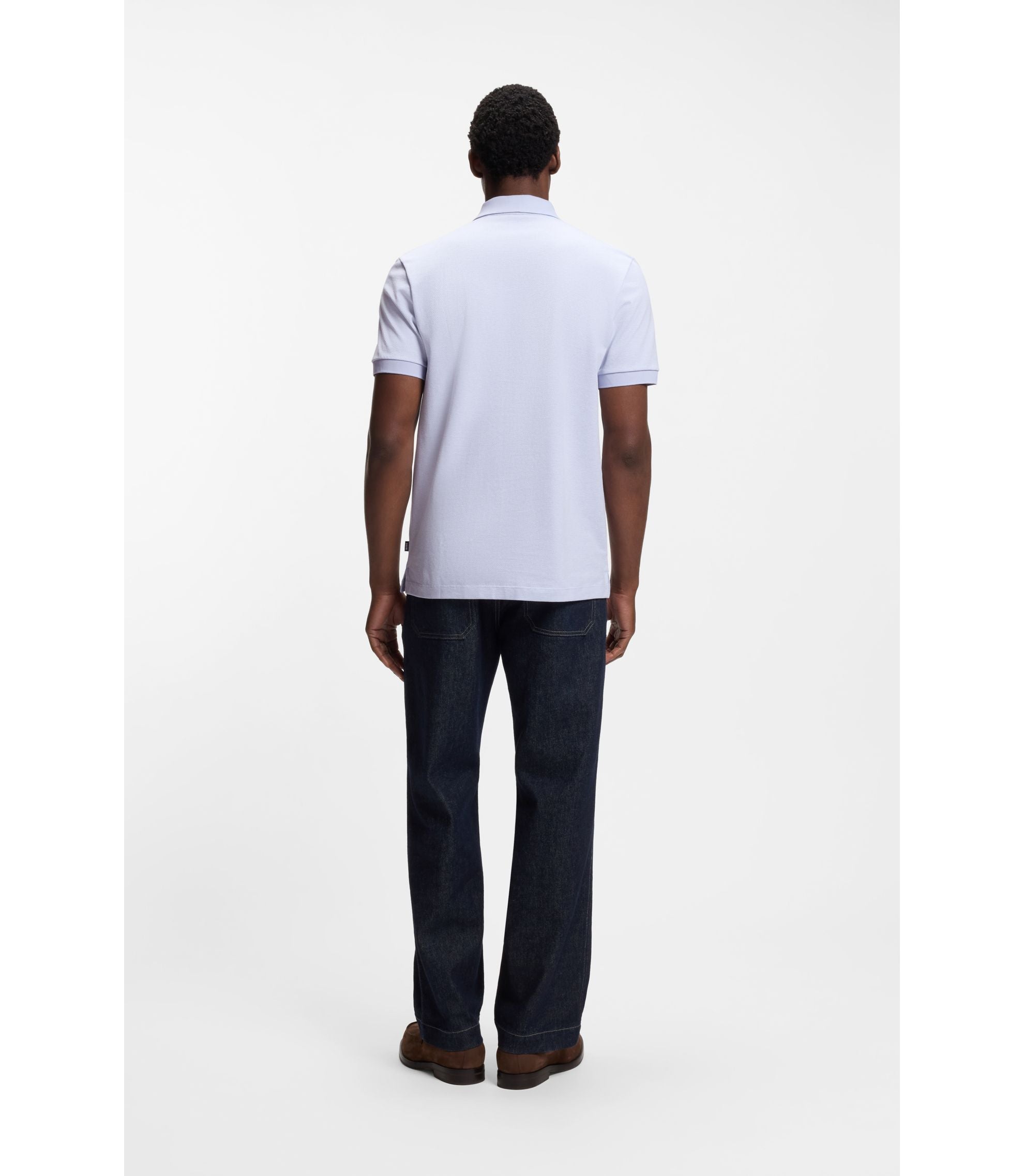 Boss Bubble Structure Polo Shirt In Cotton Light Purple