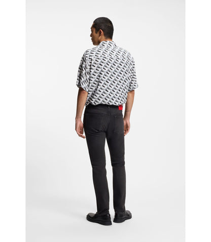 Hugo Black Slim Fit Jeans In Stretch Denim Dark Grey