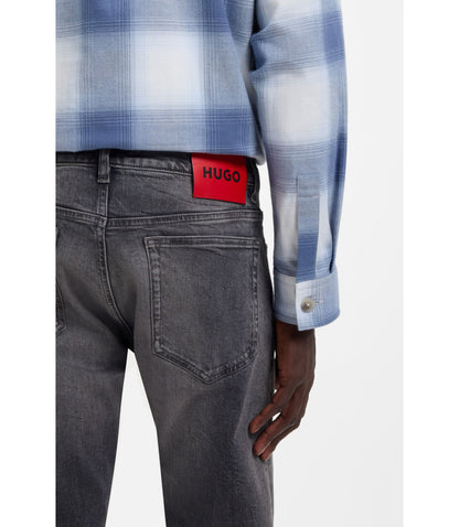 Hugo Grey Slim Fit Jeans In Stretch Denim Grey