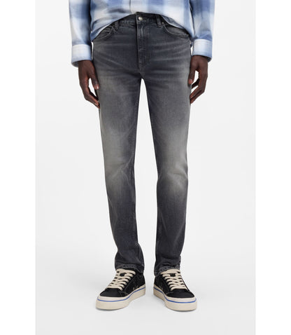 Hugo Grey Slim Fit Jeans In Stretch Denim Grey