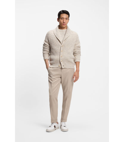 Boss Knitted Cardigan In Cashmere And Wool White