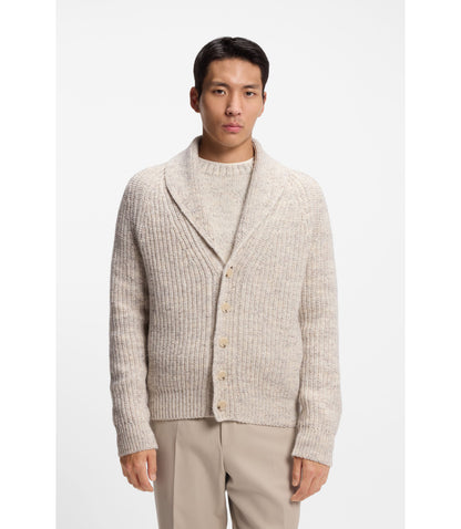 Boss Knitted Cardigan In Cashmere And Wool White