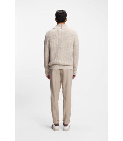 Boss Knitted Cardigan In Cashmere And Wool White