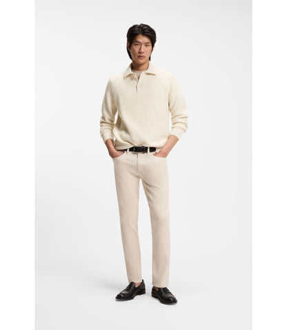Boss Polo Collar Sweater In Cashmere White