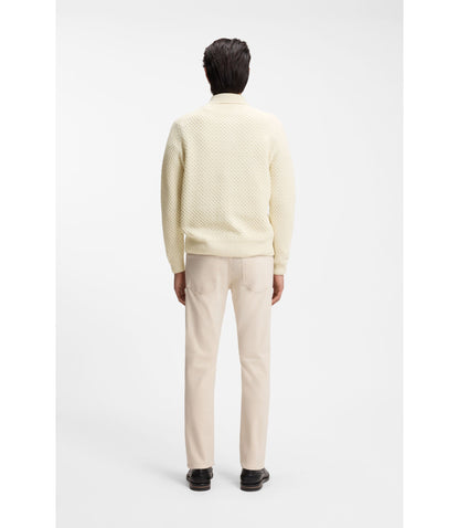 Boss Polo Collar Sweater In Cashmere White