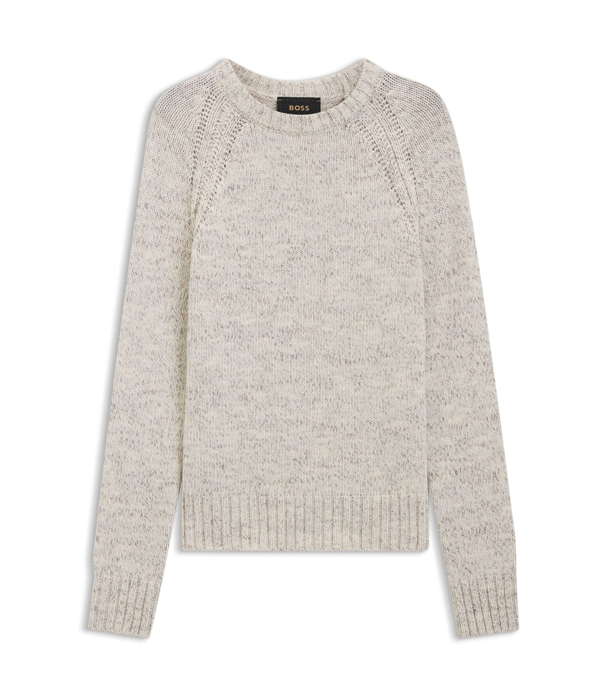 Boss Cashmere Wool Sweater With A Tweed Effect White