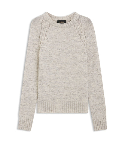 Boss Cashmere Wool Sweater With A Tweed Effect White