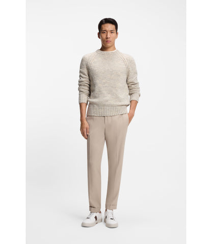 Boss Cashmere Wool Sweater With A Tweed Effect White