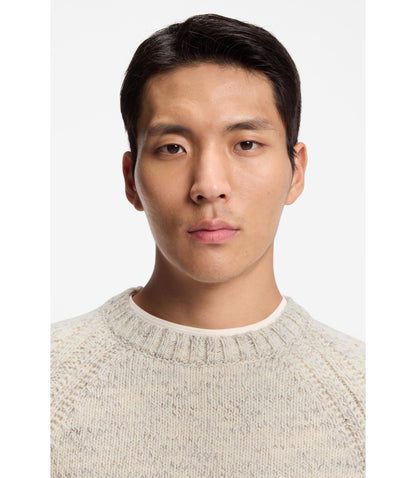 Boss Cashmere Wool Sweater With A Tweed Effect White
