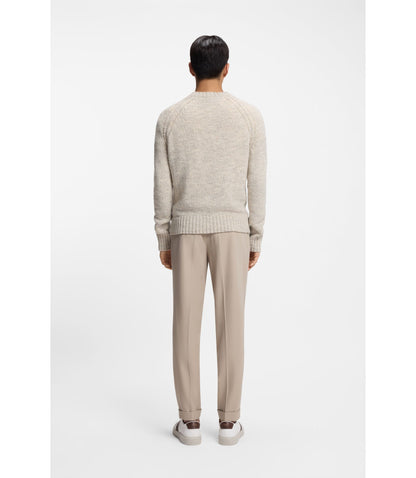 Boss Cashmere Wool Sweater With A Tweed Effect White