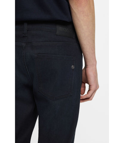 Boss Delaware Blue Slim Fit Jeans In Knitted Denim Dark Blue