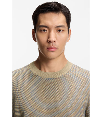 Boss Cotton Silk Sweater With Knitted Structure Khaki