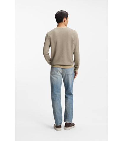 Boss Cotton Silk Sweater With Knitted Structure Khaki