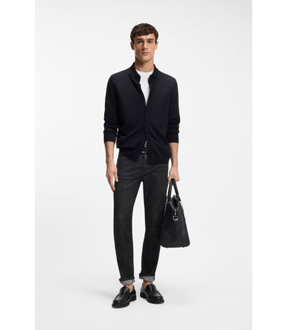 Boss Delaware Grey Slim Fit Jeans In Wrinkle Resistant Denim Black