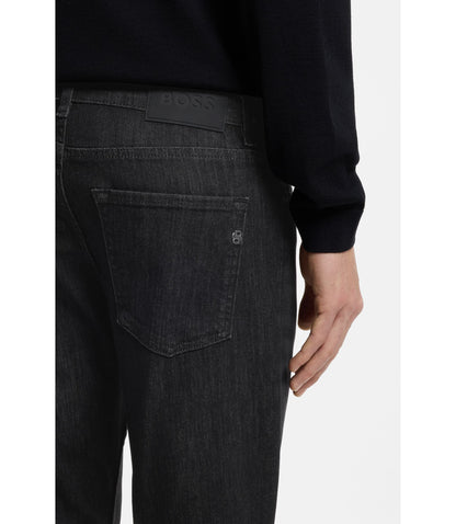 Boss Delaware Grey Slim Fit Jeans In Wrinkle Resistant Denim Black