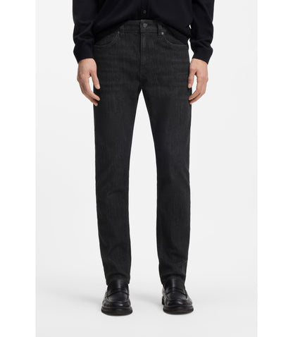 Boss Delaware Grey Slim Fit Jeans In Wrinkle Resistant Denim Black