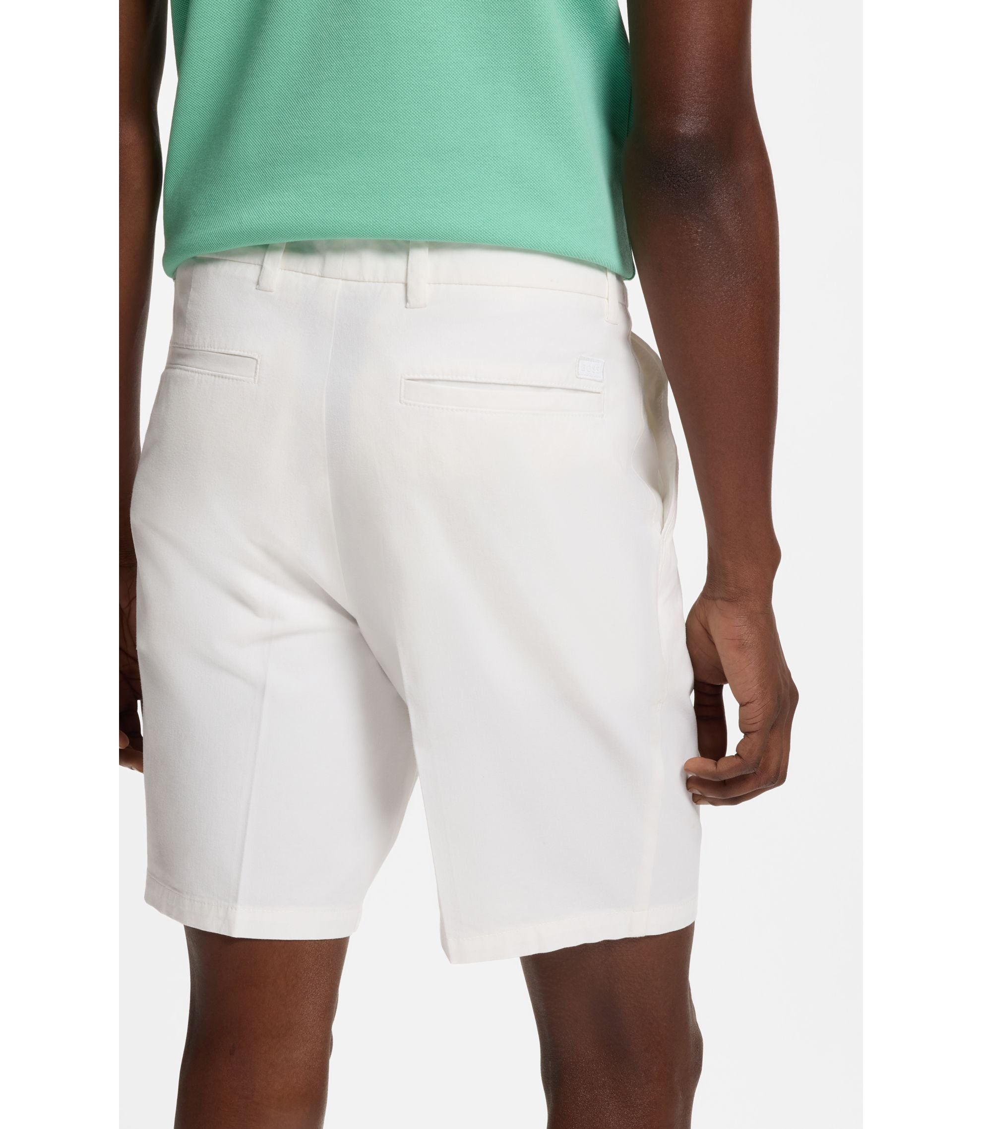 Boss Modern Fit Shorts In Stretch Cotton Twill White