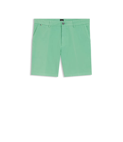 Boss Modern Fit Shorts In Stretch Cotton Twill Light Green