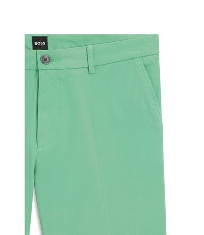 Boss Modern Fit Shorts In Stretch Cotton Twill Light Green