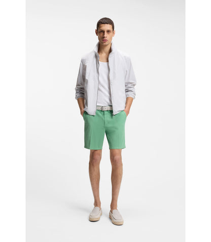 Boss Modern Fit Shorts In Stretch Cotton Twill Light Green