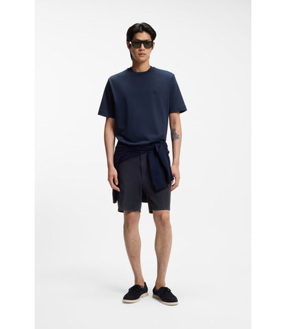 Boss Modern Fit Shorts In Stretch Cotton Twill Dark Blue