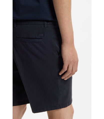 Boss Modern Fit Shorts In Stretch Cotton Twill Dark Blue