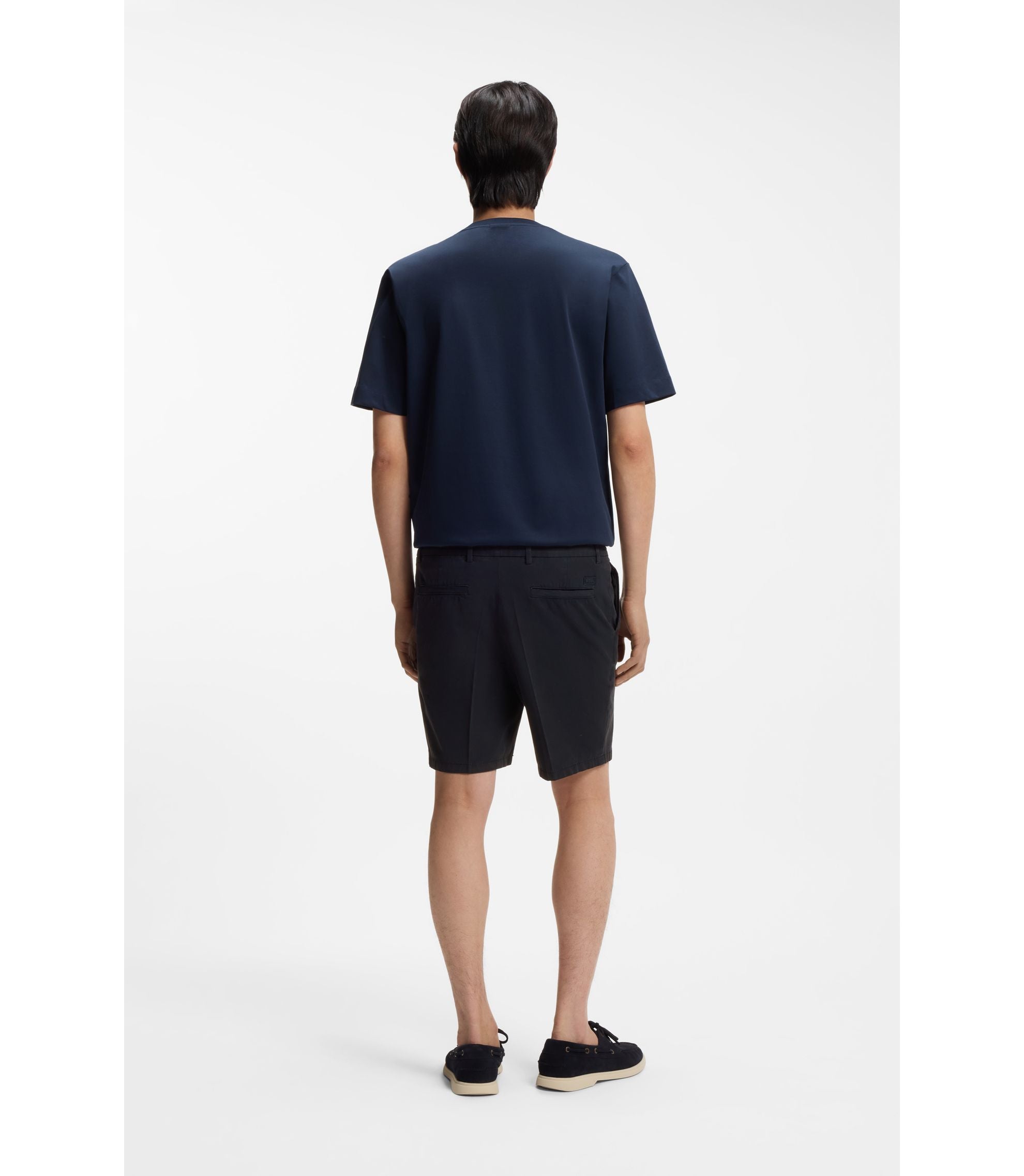 Boss Modern Fit Shorts In Stretch Cotton Twill Dark Blue