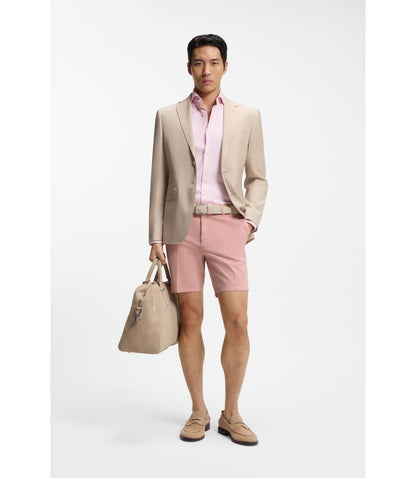 Boss Modern Fit Shorts In Stretch Cotton Twill Light Pink