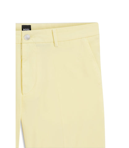 Boss Modern Fit Shorts In Stretch Cotton Twill Light Yellow