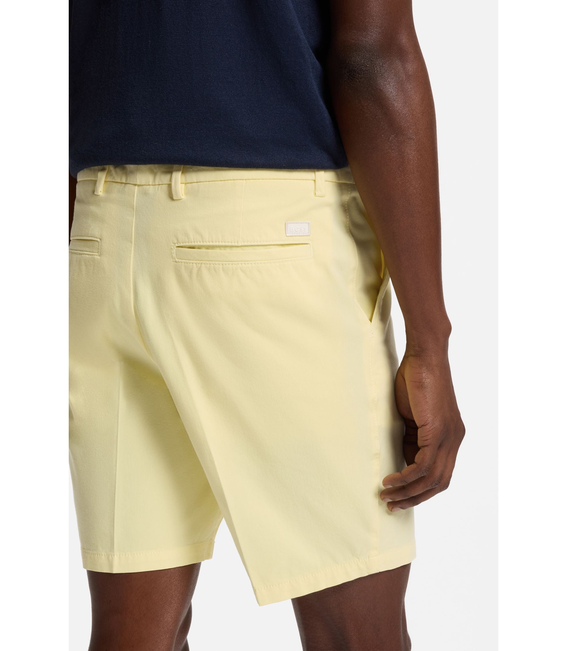 Boss Modern Fit Shorts In Stretch Cotton Twill Light Yellow