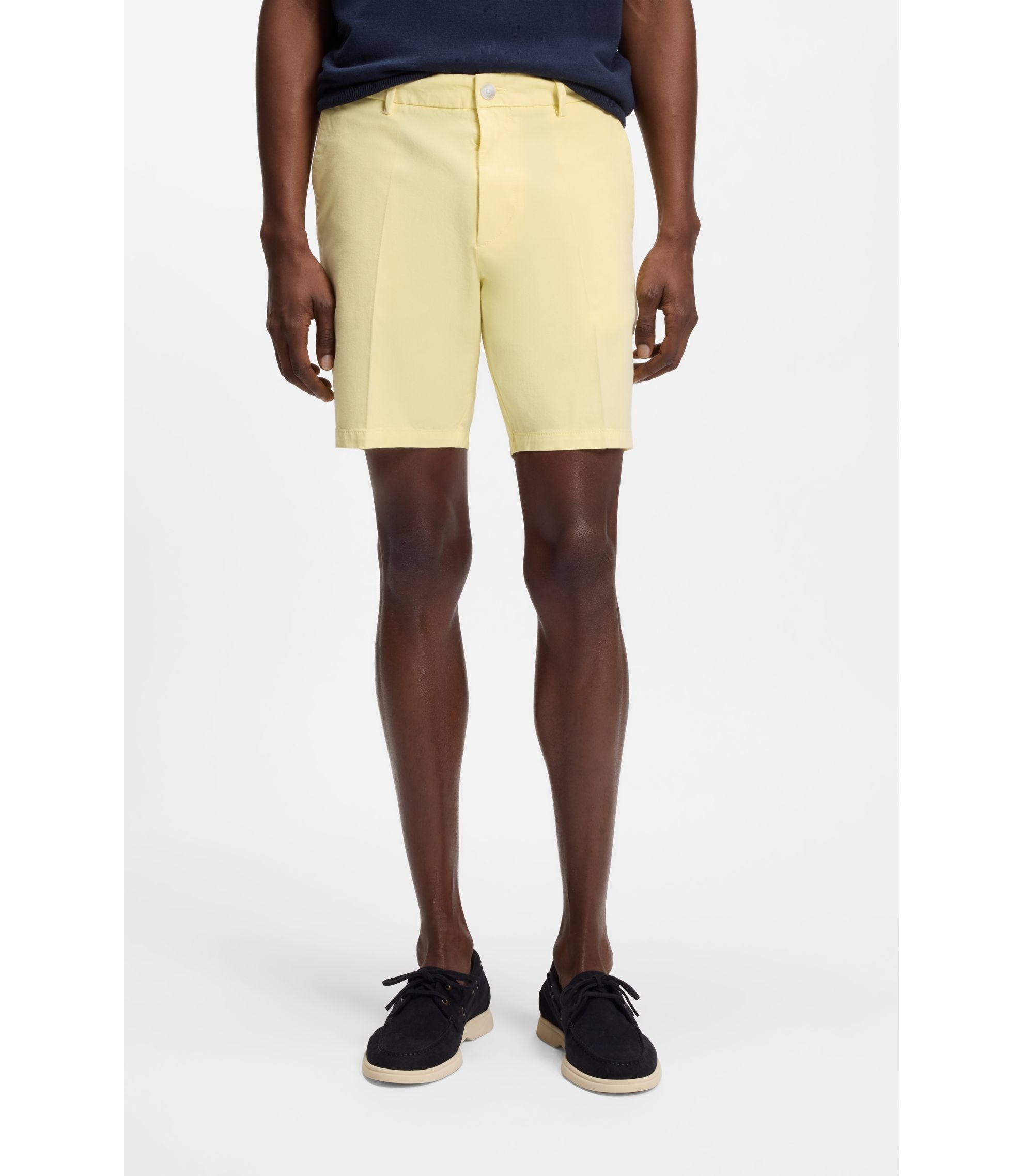 Boss Modern Fit Shorts In Stretch Cotton Twill Light Yellow