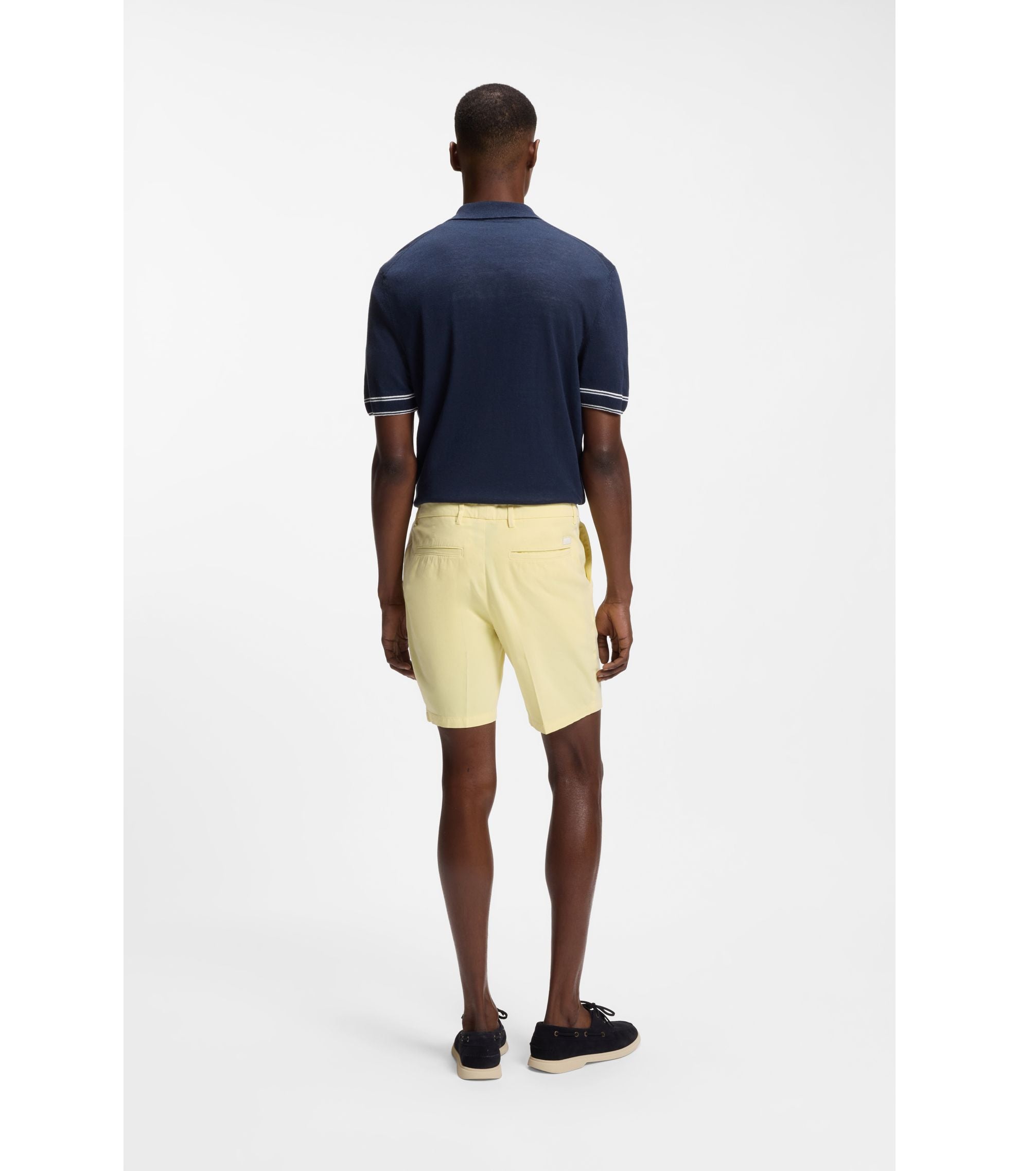 Boss Modern Fit Shorts In Stretch Cotton Twill Light Yellow