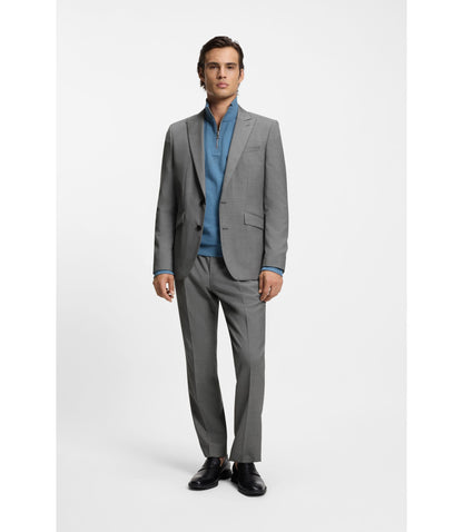 Hugo Extra Slim Fit Trousers In Virgin Wool Dobby Grey