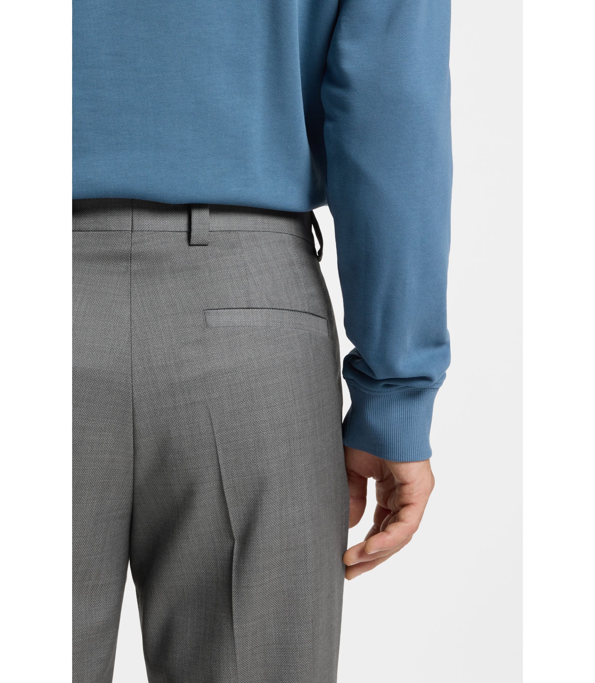 Hugo Extra Slim Fit Trousers In Virgin Wool Dobby Grey