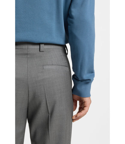 Hugo Extra Slim Fit Trousers In Virgin Wool Dobby Grey
