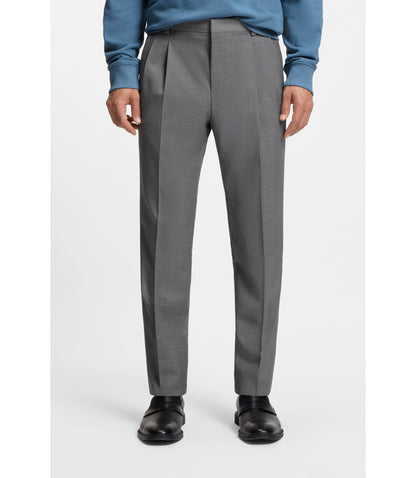 Hugo Extra Slim Fit Trousers In Virgin Wool Dobby Grey